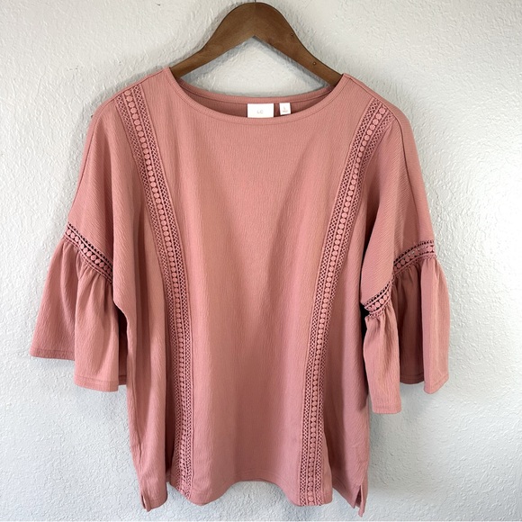 LC Lauren Conrad | Blush Pink Lace Trim Top - Picture 2 of 6